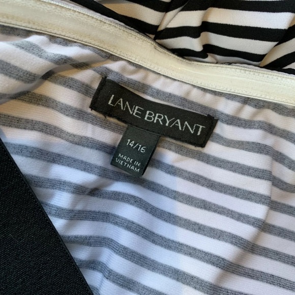 Lane Bryant Sz 14 16 Dress Black White Stripe Tier - Picture 5 of 6